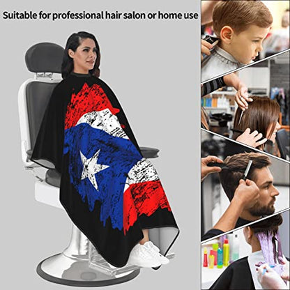 Puerto Rico Barber Cape With Adjustable Closure, Hairdressing Haircut Apron Barber Cover Gown For Hairdresser Styling Home - color: Puerto Rico Flag