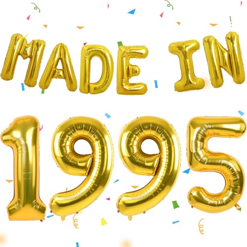 TONIFUL 30th Birthday Balloons Gold Made in 1995 Balloon Banner 30th Birthday Party Decorations for Men Women Thirty Year Old Birthday 30th Anniversary Party Supplies Photo Props Background Decor - color: Made in 1995-gold