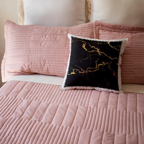 3dRose Image of Black and Yellow Marble Texture, Faux Stone Backdrop 16x16 inch Pillow Case