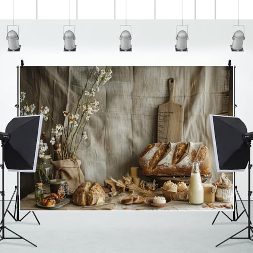 Bakery Baking Table Backdrop 12x10ft Morning Food Cake Table White Flower Photography Background Party Baby Shower Kid Birthday Photoshoot Banner Studio Photo Booth Props Banner Decorations - size: 12x10FT