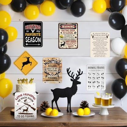 Hunting Party Decorations - 9 PCS Gone Hunting Birthday Party Sign Decorations for Boys Kids Deer Hunting Themed Birthday Party Funny Deer Hunter Decor for Man Room Home Garden Yard Wall Decor - style: Hunt