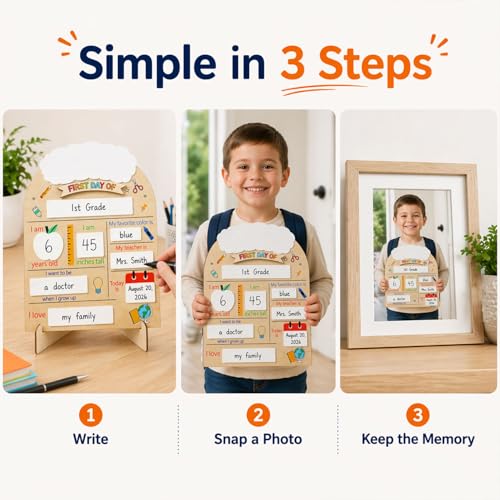 First Day Last Day of School Board Sign for Kids, First Day of Daycare Sign, Back To School Board Sign, Forst Day of School Sign, First Day of School Board - Back to School Kids Supplies Preschool - color: First Day of School Wooden Sign