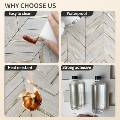DICOFUN 10-Sheet Beige Slate Peel and Stick Backsplash, Faxu Stone PVC Stick on Backsplash Wall Tiles for Kitchen and Bathroom - color: Beige Slate and Metal Gold, size: 10 Sheets, 12"x12"x0.12"