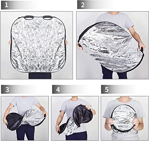 Selens 32 Inch Photography Reflector with Handle, 5 in 1 Collapsible Square Reflectors for Photo Studio Video Outdoor Accessories - size: 32 Inch Square Reflector