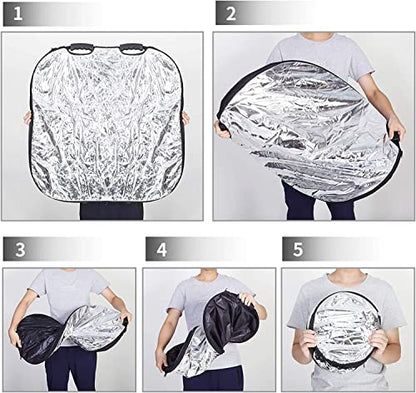 Selens 32 Inch Photography Reflector with Handle, 5 in 1 Collapsible Square Reflectors for Photo Studio Video Outdoor Accessories - size: 32 Inch Square Reflector