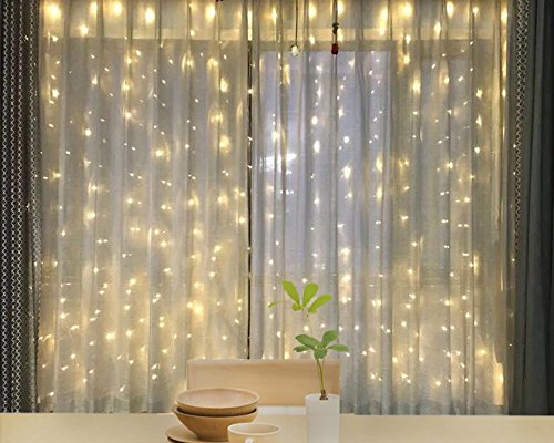 Twinkle Star 600 LED Window Curtain String Light for Wedding Party Home Garden Bedroom Outdoor Indoor Wall, Warm White - size: 600 LED