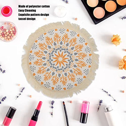Boho Photography Prop Mat, Boho Decorative Mat with Exquisite Pattern and Tassel Design, Insulation Pad for Table Decoration, Photo Shoots, and DIY Wax Melting