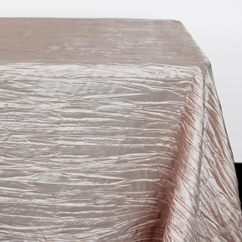 YOUR CHAIR COVERS - 90 x 132 inch Rectangular Crinkle Taffeta Tablecloth - Blush, Rectangle Table Linens for 6 ft Rectangular Tables, Wedding Crushed Table Cloth - color: Blush, size: 132" x 90" (Rectangular)