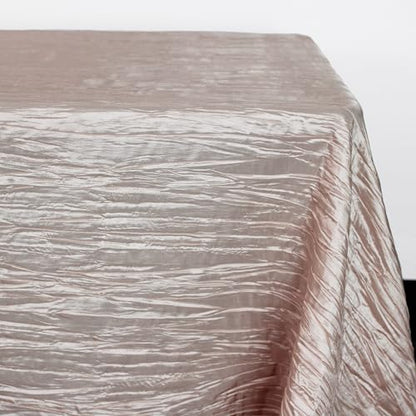 YOUR CHAIR COVERS - 90 x 132 inch Rectangular Crinkle Taffeta Tablecloth - Blush, Rectangle Table Linens for 6 ft Rectangular Tables, Wedding Crushed Table Cloth - color: Blush, size: 132" x 90" (Rectangular)