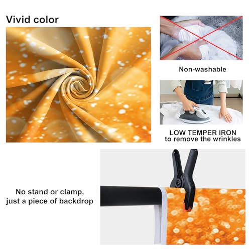 20x10ft Orange Glitters Backdrop Dreamy Warm Light Spot Sparkles Photography Background Wallpaper Decor Thanksgiving Baby Shower Birthday Party for New Baby Kids Portrait Studio Props - size: 20x10ft