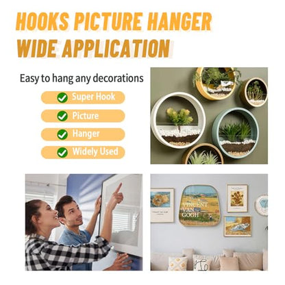 FURHUA 30pcs Aeneous Super Hook Picture Hangers and Office Pack, Drywall Hooks for Hanging Pictures, Wall Hooks, Picture Hangers, Picture Hanging Kit，Hang Art, Clock, Shelves, Mirrors - style: Aeneous