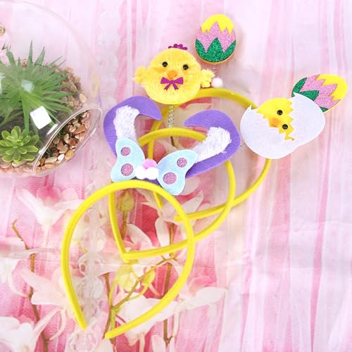Chicken Rabbits Ears Hairband Photo Props Easters Hair Hoop Headband Party Headpiece Fun Headbands for Music Festival - style: Bow tie eggshell chicken model
