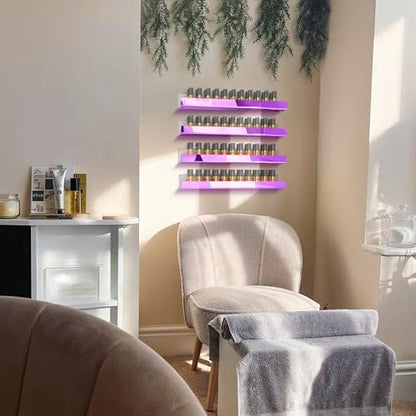 4 Pack 15 Inch Purple Reflective Acrylic Shelves, Purple Floating Shelves, Modern Sunglasses Essential Oil Picture Ledge Display Toy Storage Shelf - color: 15in-purple Mirror