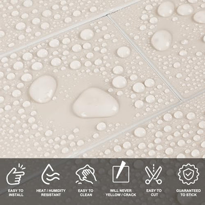 24-Pieces Peel and Stick Tiles for Kitchen Backsplash, New Upgrade Design 12" x 3"SPC Subway Backsplash Tiles, Cream Beige Premium Finger Tiles (White). - color: White, size: 10 Sheet