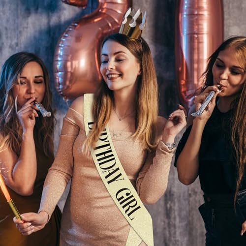 CIEHER Gold Birthday Sash - 'It's My Birthday' Sash for Women & Girls - Glitter Fabric - Perfect for Parties & Photos - color: Gold