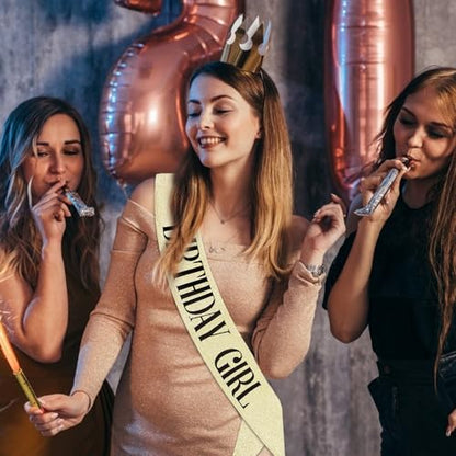 CIEHER Gold Birthday Sash - 'It's My Birthday' Sash for Women & Girls - Glitter Fabric - Perfect for Parties & Photos - color: Gold