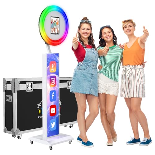 JIYANG Portable Photo Booth Compatible with Any Ipad,Photo Booth Stand Shell with ChackTok PhotoBooth VIP Member and Flight Case,Free Custom Logo,Perfect for Parties,Wedding and Events(White) - color: White, size: Flight Case