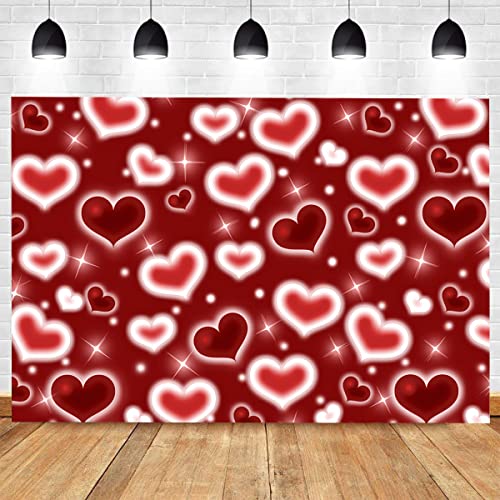 8x6ft Red Heart Backdrop 90s Backdrops for Photoshoot Valentines Decor Banner Birthday Props X-91 - color: Red, size: 8x6ft