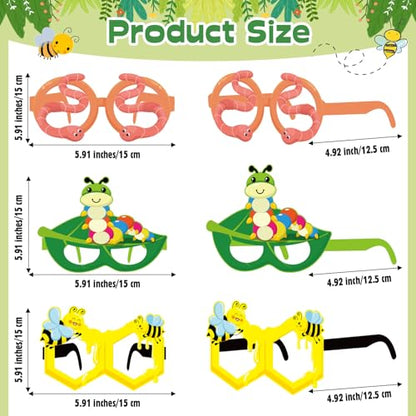 32 Pcs Bug Party Decorations Summer Insect Party Favors Bugs Paper Glasses Frame Insect Photo Booth Props Eyeglasses for Summer Spring Bugs Birthday Decorations Supplies - style: Spring Insect