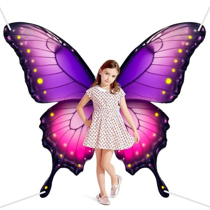 CHEPULA Butterfly Wings Backdrop Decoration Halloween Large Monarch Butterfly Photograph Background, 70.8in * 62.9in, Purple - color: Purple