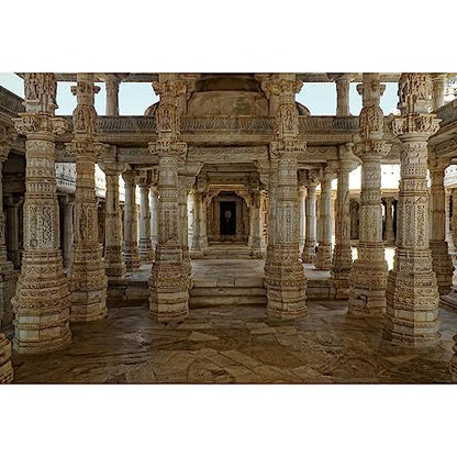 Leyiyi 20x10ft Ancient Indian Temple Photography Backdrop Beautiful Magical Old Indian Temple Background Columns Carved Wall Great Marble Columns Sculptures Backdrop Indian Vinyl Photo Studio Props - size: 20x10ft