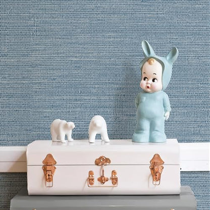 JiffDiff Grasscloth Wallpaper Peel and Stick Blue Grassweave Stick on Wallpaper Textured Self Adhesive Wall Paper Contact Paper 17.3"x472" - color: Dark Blue, size: 17.3" x 472"
