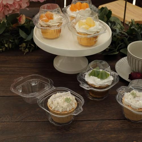 Efavormart 25 Pack 4 inch All-Clear Individual Cupcake Boxes with Dome Lids, Minimalist Single Cupcake Holders for Bakeries and Professional Set Design - color: TYPE6