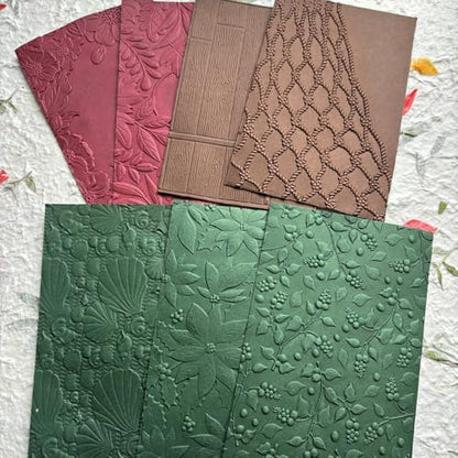4 Pack 3D Textured Embossing Folders for Card Making, Branches Bricks Background Circle Flower Plastic Embossing Folders Embossing Folder Craft Card Template for DIY Scrapbooking - color: 4 Pack
