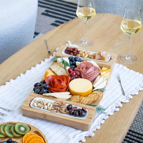 SMIRLY Charcuterie Boards Set - Large Bamboo Cheese Board Set - House Warming Gifts New Home, Wedding Gift for Couple, Bridal Shower Gift, Birthday Gifts for Women - style: Without Drawer