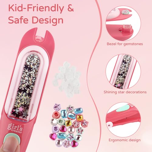CLFORLORGN Hair Gem Stamper Kit for Girls, Reusable Hair Bling Gems Styling Set with Rhinestones, Easy DIY Hair Accessories Toy, Birthday & Christmas Gifts for Girls Ages 4–12 Year Old