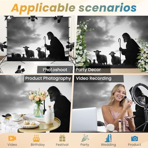 5x7ft Photography Backdrop Shepherd Tending Sheep Sunrise Landscape Photo Backdrop Photography Background for Photoshoot Portrait Video Party Photo Studio Prop Booth - color: Color4