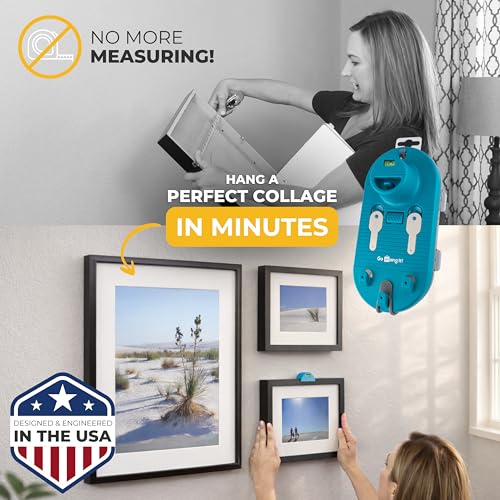 Go Hang It! Pro, All-in-One Picture Hanging Kit - Picture Leveling and Hanging Tool - Hang Sawtooth/Wire Hangers - Wall Hanging Kit and Level Tool - Hardware Case with 85-Piece Hanging Essentials