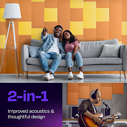 Acoustic Panels 12-Pack Soundproof Wall 12"X12"X0.4" - High Density Sound Dampening [70'S Orange Square] - color: 70'S Orange, size: Square 12 Pack