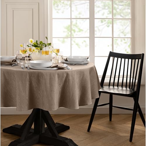 Elrene Home Fashions Continental Solid Texture Water, Stain & Wrinkle Resistant Tablecloth, 70" Round, Taupe - color: Taupe, size: 70" (Round)