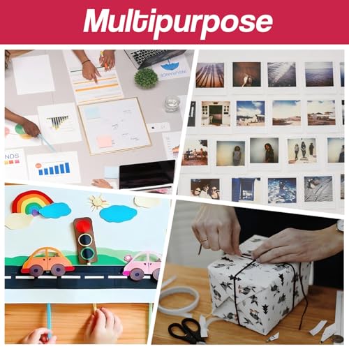 Double Sided Tape for Crafts,6 Rolls Multi-Size Thin Double-Sided Adhesive Tape for Scrapbooking,Card Making,Arts,Photo,Paper Backing(82Ft Per Roll)
