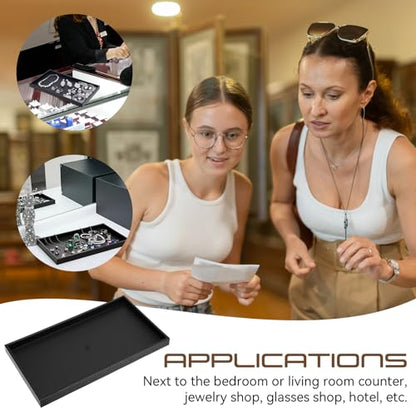 LemonRoad 6 Pack Plastic Jewelry Tray Stackable Black Jewelry Display Drawer Inserts Organizer for Ring Necklace Earring Bracelets Showcase Display for Women Her
