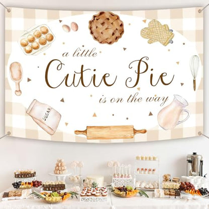 AIBIIN 8x6ft Baby Shower Backdrop - Little Cutie Pie is On The Way Photography Background - Party Decorations & Photo Booth Props - size: 8x6ft