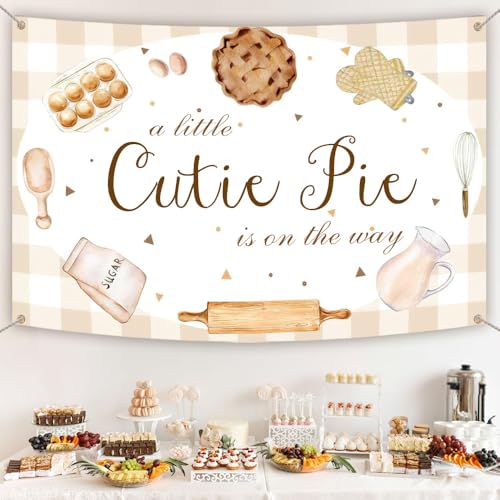 AIBIIN 10x7ft Baby Shower Backdrop - Little Cutie Pie is On The Way Photography Background - Party Decorations - Photo Booth Props - size: 10x7ft