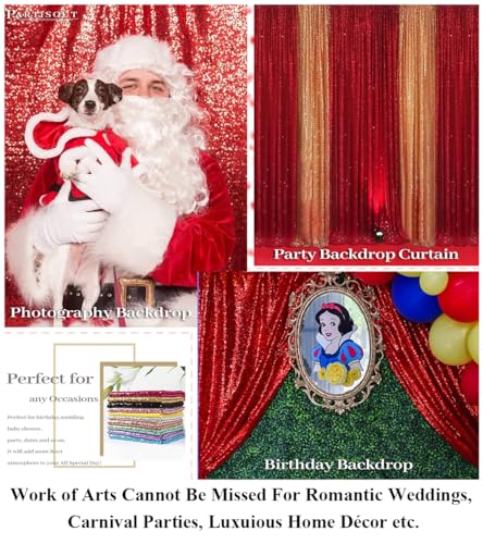 Partisout 2-Pack Red Sequin Backdrop Curtain 2ftx7ft - Party Glitter Photo Background for Weddings, Birthdays, TikTok Videos - color: Red, size: 2ftx7ftx2pcs