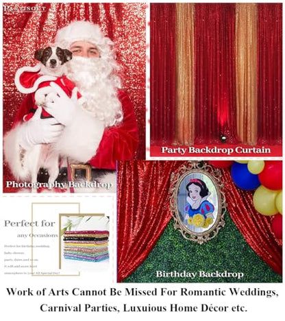 Partisout 2-Pack Red Sequin Backdrop Curtain 2ftx7ft - Party Glitter Photo Background for Weddings, Birthdays, TikTok Videos - color: Red, size: 2ftx7ftx2pcs