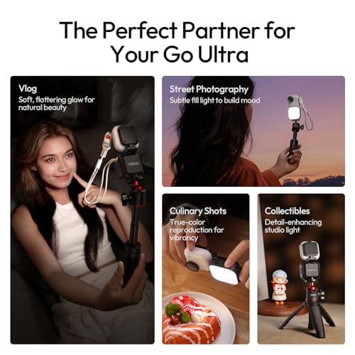 Ulanzi IN07 Mini Magnetic LED Vlogging Light for Insta360 GO Ultra Accessories, 1/4" Mount Waterproof 5600K CRI≥95 500mAh Rechargeable LED Fill Light Photography for Selfie Stick Vlog Video Recording - size: 1 Pcs-For Insta360 GO Ultra