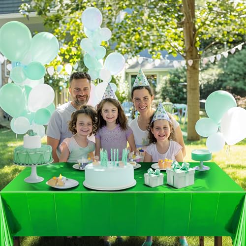2pcs Green Foil Tablecloth 54*72 Inch Jungle Safari Wild One Birthday Party Table Cloths Plastic Disposable Waterproof Table Cover for Christmas Wedding Baby Shower Graduation Party Supplies - color: Green