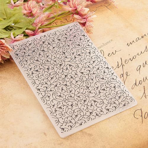 Vintage Lace Vine Background Pattern Plastic Embossing Folder, 3D Textured Impressions Flowers Background Embossing Folder Template for Card Making Scrapbooking Paper Craft Album Stamps DIY Décor - color: Vintage Lace Vine Flowers