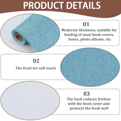 CRASPIRE 51 x 11.8 Inch Blue Book Cover Fabric Bookbinding Book Cloth A4 to A8 Paper Backed Woven Polyester Cadet Blue Cover for Books Album Scrapbooking Archival DIY Covering Binding Protector - color: Cadet Blue