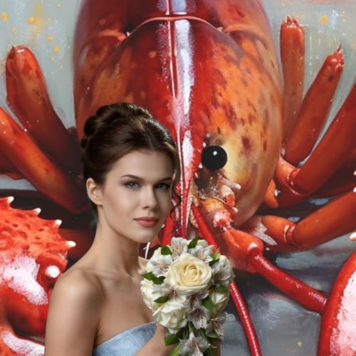 Lobster Backdrop Background for Photography 5x7ft Photobooth Professional Photo Backdrop Curtains Video Photography Studio Photo Backgrounds Banner Booth Background Screen Parties - color: Lobster