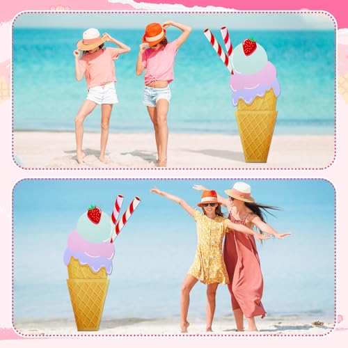 Jetec 5 Feet Large Ice Cream Cardboard Cutout Stand Up Life Size Ice Cream Giant Candyland Party Decoration Photo Props Backdrop Standup for Summer Pool Beach Baby Shower Wedding Birthday Supply - size: 5 feet, style: Ice Cream