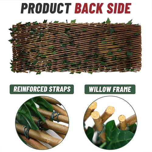 ShadeMart Expandable Privacy Fence Greenery Screen for Balcony Patio Decks Outdoor, Decorative Faux Ivy Fencing Panel Artificial Hedge for Garden Home Wall Backdrop, Single Sided Leaves