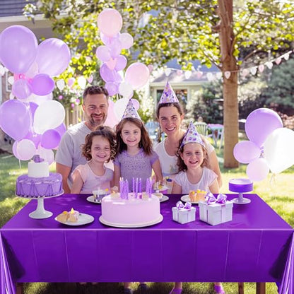 2pcs Dark Purple Foil Tablecloth 54*72inch Plastic Wedding Birthday Winter Party Table Cloths Disposable Waterproof Table Cover for Halloween Graduation Anniversary Party Supplies (Dark Purple, 2) - color: Dark Purple