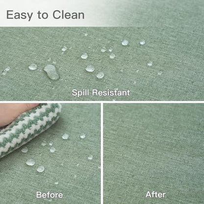 maxmill Linen Textured Tablecloth Spill-Proof Stainproof Wrinkle Free Washable Fabric Table Cloth for Circular Table Cover, Dining Room Buffet Banquet Party Holiday Dinner, Round 70 Inch Sage Green - color: Sage Green, size: 70" (Round)
