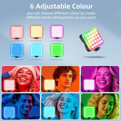 Zeadio Portable RGB Pocket Light with Clip - Adjustable 3000K-7000K Color Temperature, CRI95, Camera Small Video Selfie Light for Tabletop Filming/Selfie/Cell Phone/Photography, Pack of 2 - color: RGB, size: Pack of 2